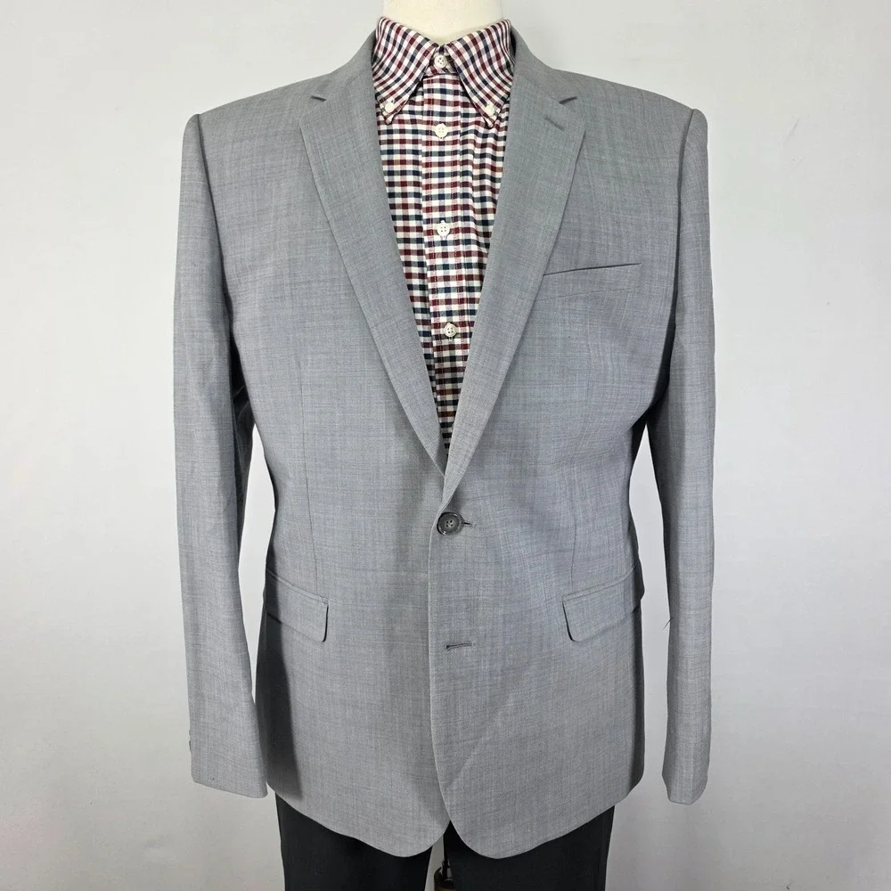 Express Men's Sport Coat Blazer Gray Stretch+ Machine Washable Extra Slim‎ 46R